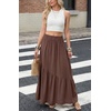 image:imageGRECERELLE Womens Maxi Skirt High Waist Tiered ALine with PocketsBrown