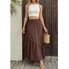 image:imageGRECERELLE Womens Maxi Skirt High Waist Tiered ALine with PocketsBrown