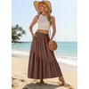 image:imageGRECERELLE Womens Maxi Skirt High Waist Tiered ALine with PocketsBrown