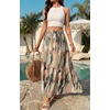 image:imageGRECERELLE Womens Maxi Skirt High Waist Tiered ALine with PocketsCamou Green Pink