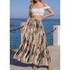 image:imageGRECERELLE Womens Maxi Skirt High Waist Tiered ALine with PocketsCamou Green Pink