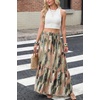 image:imageGRECERELLE Womens Maxi Skirt High Waist Tiered ALine with PocketsCamou Green Pink