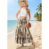image:imageGRECERELLE Womens Maxi Skirt High Waist Tiered ALine with PocketsCamou Green Pink