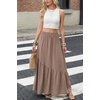 image:imageGRECERELLE Womens Maxi Skirt High Waist Tiered ALine with PocketsCoffee Gray
