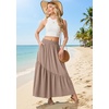 image:imageGRECERELLE Womens Maxi Skirt High Waist Tiered ALine with PocketsCoffee Gray