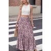 image:imageGRECERELLE Womens Maxi Skirt High Waist Tiered ALine with PocketsGray Ishitake