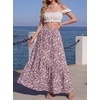 image:imageGRECERELLE Womens Maxi Skirt High Waist Tiered ALine with PocketsGray Ishitake