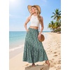 image:imageGRECERELLE Womens Maxi Skirt High Waist Tiered ALine with PocketsGreen White Flower