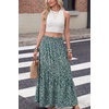 image:imageGRECERELLE Womens Maxi Skirt High Waist Tiered ALine with PocketsGreen White Flower