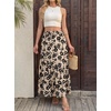 image:imageGRECERELLE Womens Maxi Skirt High Waist Tiered ALine with PocketsKhaki Black Flower
