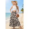 image:imageGRECERELLE Womens Maxi Skirt High Waist Tiered ALine with PocketsKhaki Black Flower