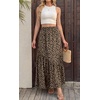 image:imageGRECERELLE Womens Maxi Skirt High Waist Tiered ALine with PocketsLd Dark Khaki
