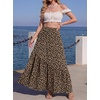 image:imageGRECERELLE Womens Maxi Skirt High Waist Tiered ALine with PocketsLd Dark Khaki