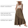 image:imageGRECERELLE Womens Maxi Skirt High Waist Tiered ALine with PocketsLd Khaki