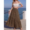 image:imageGRECERELLE Womens Maxi Skirt High Waist Tiered ALine with PocketsLd Khaki