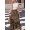 image:imageGRECERELLE Womens Maxi Skirt High Waist Tiered ALine with PocketsLd Khaki