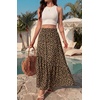 image:imageGRECERELLE Womens Maxi Skirt High Waist Tiered ALine with PocketsLd Khaki