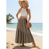 image:imageGRECERELLE Womens Maxi Skirt High Waist Tiered ALine with PocketsLd Khaki