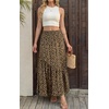 image:imageGRECERELLE Womens Maxi Skirt High Waist Tiered ALine with PocketsLd Khaki