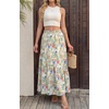 image:imageGRECERELLE Womens Maxi Skirt High Waist Tiered ALine with PocketsLeave Blue Flower