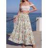 image:imageGRECERELLE Womens Maxi Skirt High Waist Tiered ALine with PocketsLeave Blue Flower