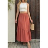 image:imageGRECERELLE Womens Maxi Skirt High Waist Tiered ALine with PocketsLiving Coral