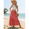 image:imageGRECERELLE Womens Maxi Skirt High Waist Tiered ALine with PocketsLiving Coral
