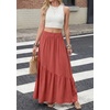 image:imageGRECERELLE Womens Maxi Skirt High Waist Tiered ALine with PocketsLiving Coral
