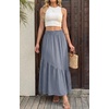 image:imageGRECERELLE Womens Maxi Skirt High Waist Tiered ALine with PocketsMisty Blue