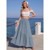 image:imageGRECERELLE Womens Maxi Skirt High Waist Tiered ALine with PocketsMisty Blue
