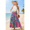 image:imageGRECERELLE Womens Maxi Skirt High Waist Tiered ALine with PocketsMulti Purple Wave