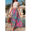 image:imageGRECERELLE Womens Maxi Skirt High Waist Tiered ALine with PocketsMulti Purple Wave