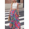image:imageGRECERELLE Womens Maxi Skirt High Waist Tiered ALine with PocketsMulti Purple Wave