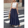 image:imageGRECERELLE Womens Maxi Skirt High Waist Tiered ALine with PocketsNavy Blue