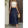 image:imageGRECERELLE Womens Maxi Skirt High Waist Tiered ALine with PocketsNavy Blue