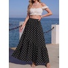 image:imageGRECERELLE Womens Maxi Skirt High Waist Tiered ALine with PocketsPd White Black