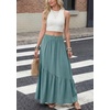 image:imageGRECERELLE Womens Maxi Skirt High Waist Tiered ALine with PocketsSea Green