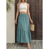 image:imageGRECERELLE Womens Maxi Skirt High Waist Tiered ALine with PocketsSea Green