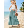 image:imageGRECERELLE Womens Maxi Skirt High Waist Tiered ALine with PocketsSea Green