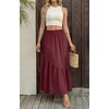 image:imageGRECERELLE Womens Maxi Skirt High Waist Tiered ALine with PocketsWine Red