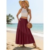 image:imageGRECERELLE Womens Maxi Skirt High Waist Tiered ALine with PocketsWine Red