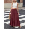 image:imageGRECERELLE Womens Maxi Skirt High Waist Tiered ALine with PocketsWine Red