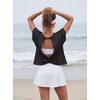 image:imageGRECERELLE Womens Open Back Workout Tops Backless Athletic Shirts Casual Crop Running Tee Y2k YogaAblack