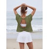 image:imageGRECERELLE Womens Open Back Workout Tops Backless Athletic Shirts Casual Crop Running Tee Y2k YogaArmy Green