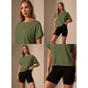 image:imageGRECERELLE Womens Open Back Workout Tops Backless Athletic Shirts Casual Crop Running Tee Y2k YogaArmy Green