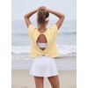 image:imageGRECERELLE Womens Open Back Workout Tops Backless Athletic Shirts Casual Crop Running Tee Y2k YogaBeige