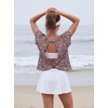 image:imageGRECERELLE Womens Open Back Workout Tops Backless Athletic Shirts Casual Crop Running Tee Y2k YogaBlack Red Floral