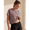 image:imageGRECERELLE Womens Open Back Workout Tops Backless Athletic Shirts Casual Crop Running Tee Y2k YogaBlack Red Floral