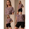 image:imageGRECERELLE Womens Open Back Workout Tops Backless Athletic Shirts Casual Crop Running Tee Y2k YogaBlack Red Floral