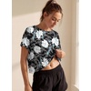 image:imageGRECERELLE Womens Open Back Workout Tops Backless Athletic Shirts Casual Crop Running Tee Y2k YogaBlack White Lily